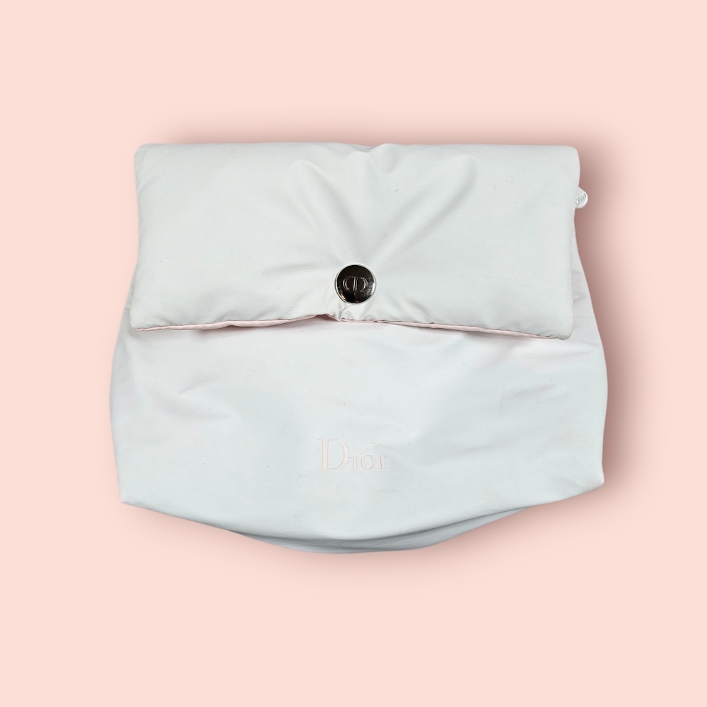 Dior White‎ Pale Pink Puff Cocmetic Bag Pouch